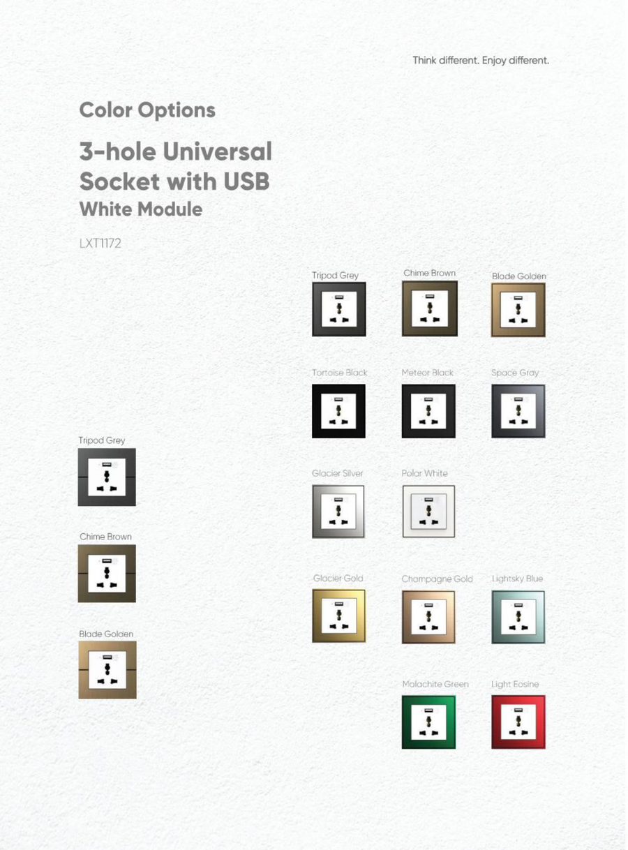 3-Hole Universal Socket with USB view 5